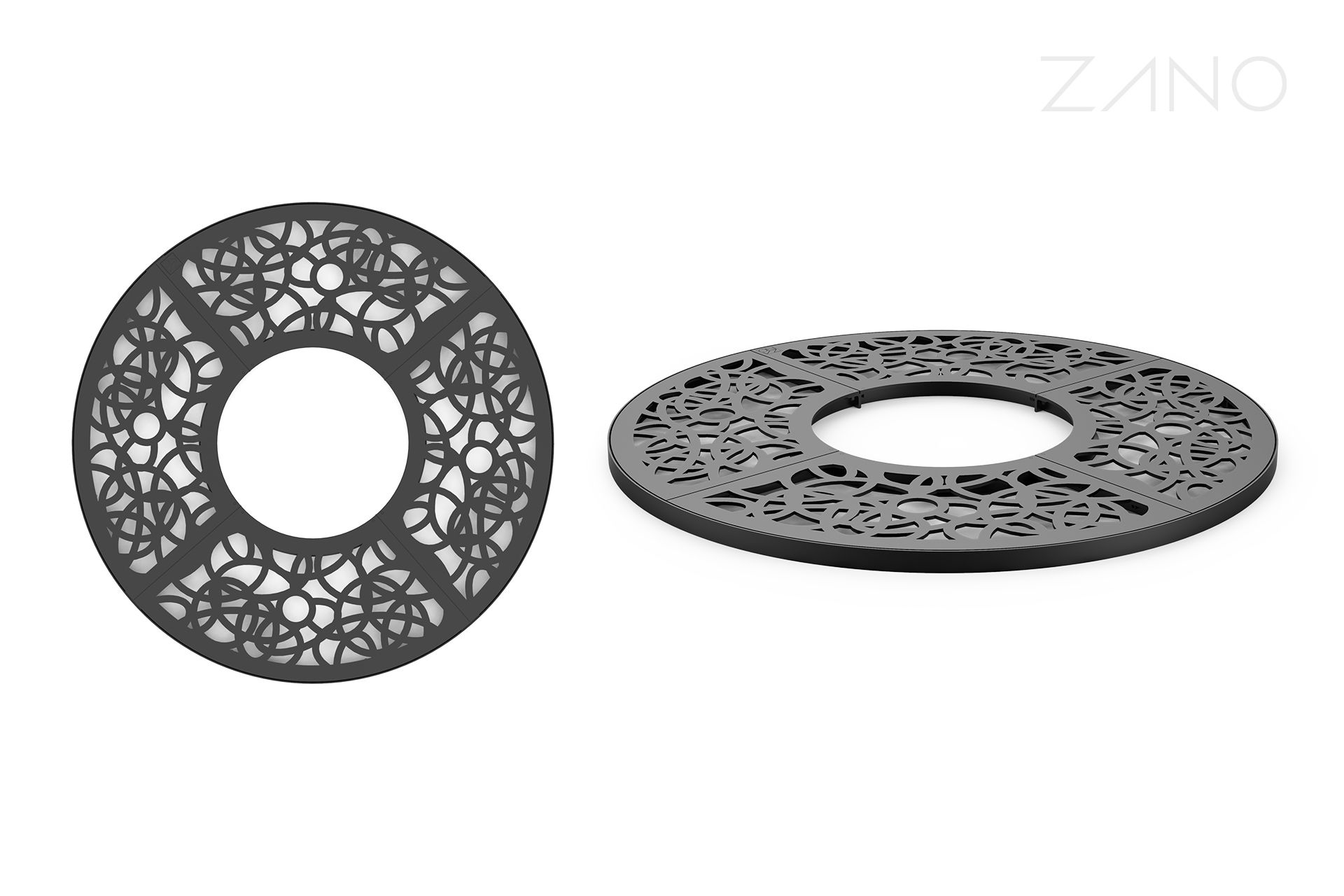 Gitter under treet med mulighet for å installere lys i gitteret Gitter under treet med mulighet for å installere lys i gitteret