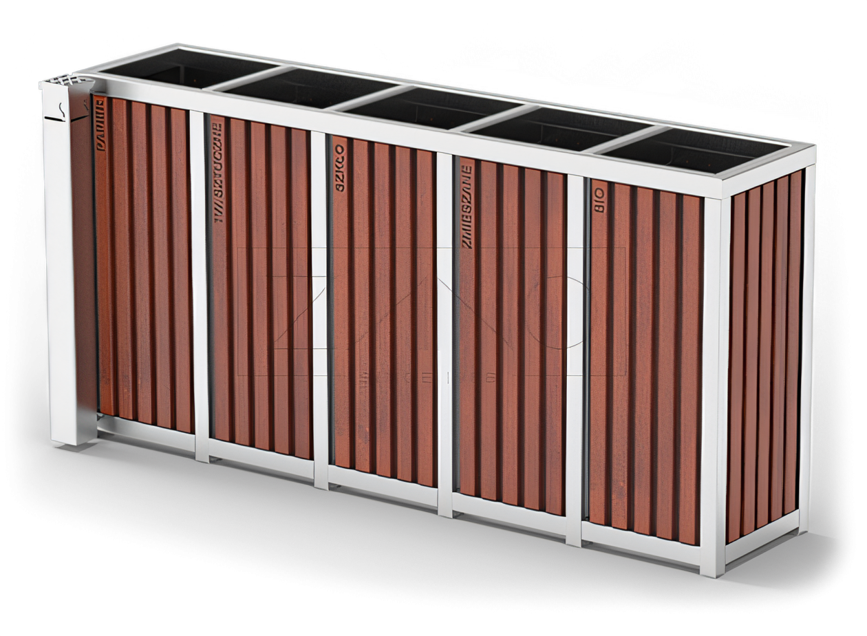 Gjenvinningsbeholder i rustfritt st&aring;l med askebeger