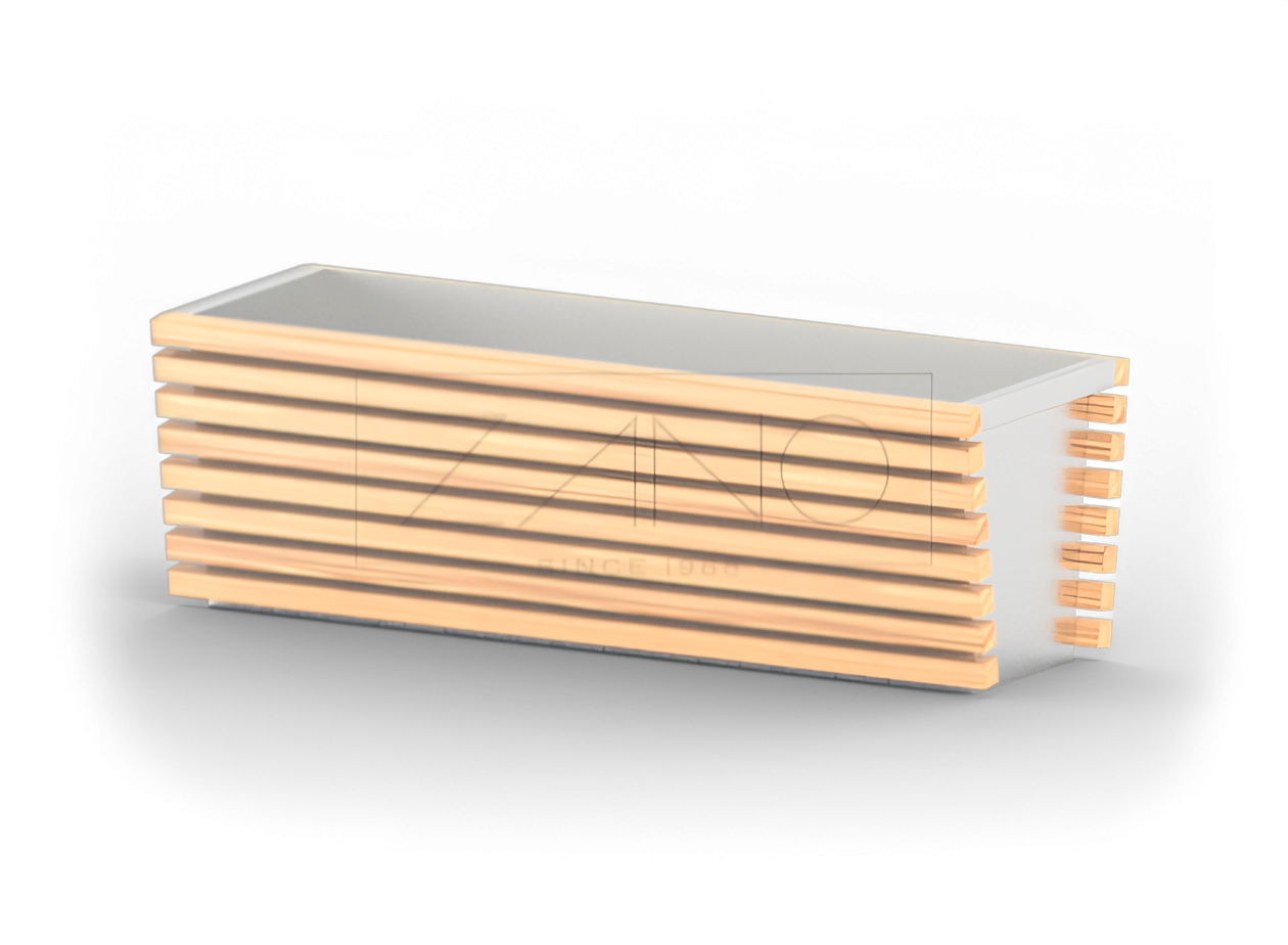 Moderne gryte i rustfritt stål og tre Moderne gryte i rustfritt stål og tre