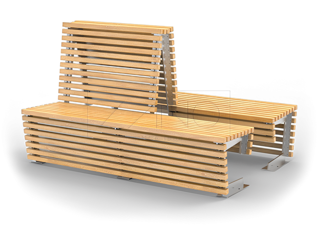 Urban benk med dobbelt ryggstøtte | ZANO bymøbler Flash bymøbler, med ryggstøtte, uten ryggstøtte i rustfritt stål