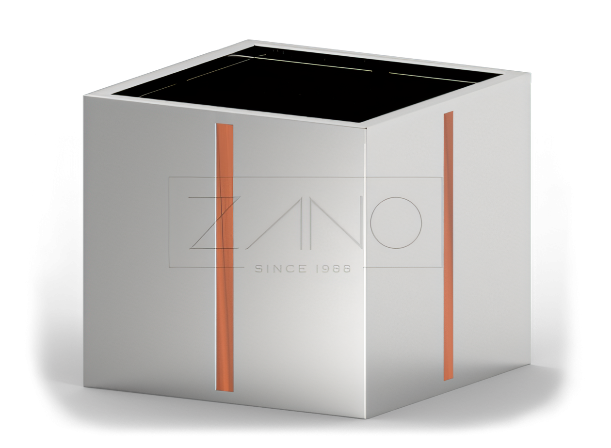 Gryte i rustfritt stål med treelementer for offentlige områder Gryte i rustfritt stål med treelementer for offentlige områder