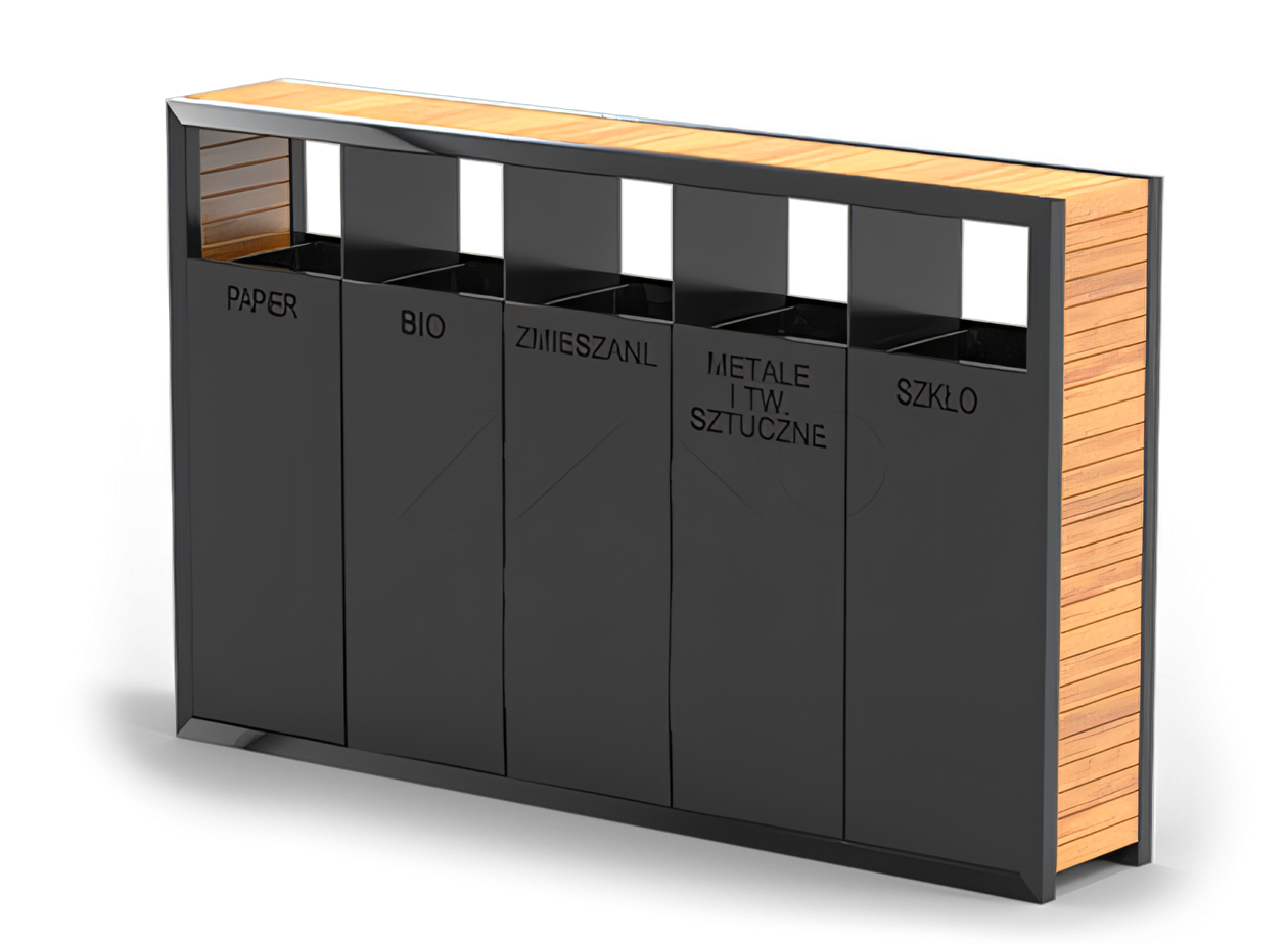 Pavo gjenvinningsbeholder, klassifisering: plast, metall, papir, bio, blandet avfall Pavo gjenvinningsbeholder, klassifisering: plast, metall, papir, bio, blandet avfall