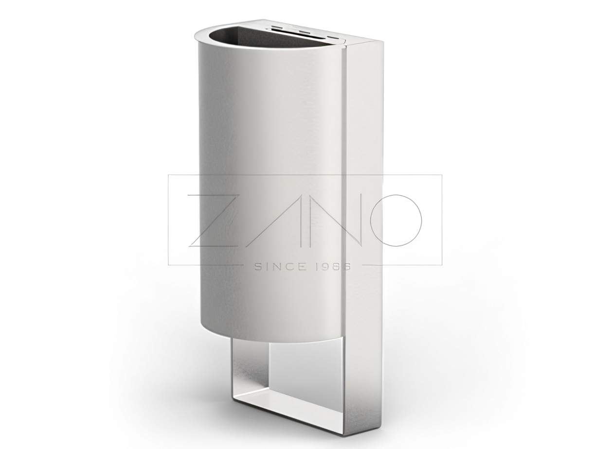 Produsent av askebeger Avfallskurv med askebeger, frittstående, utvendig i rustfritt stål