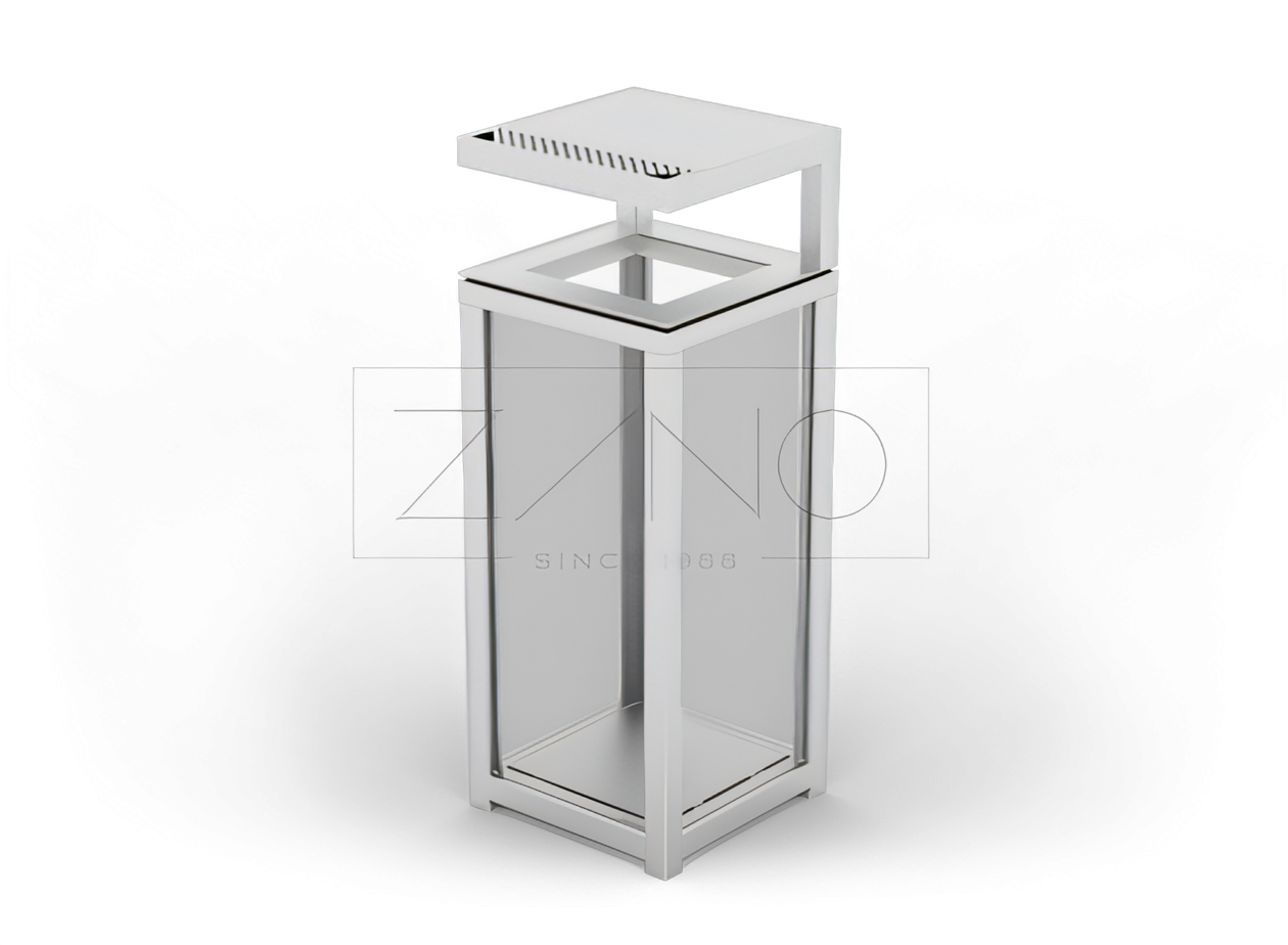 Gjennomsiktige beholdere, utend&oslash;rs, st&aring;l, med askebeger