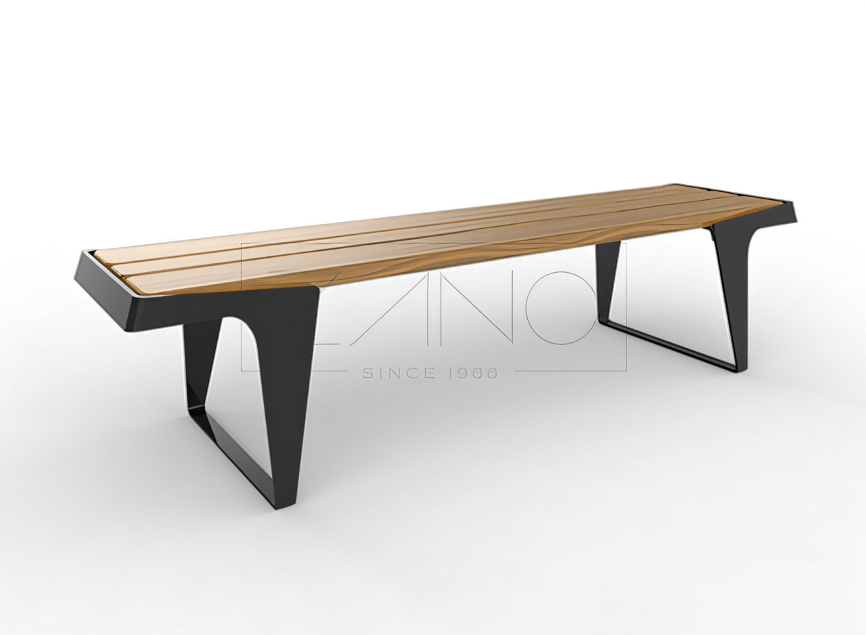 Moderne benk i svart stål Stålbenk uten ryggstøtte