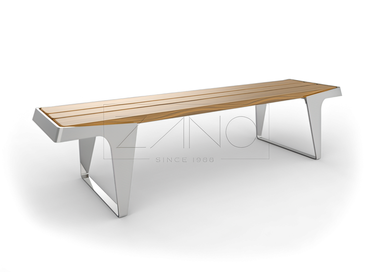 Stilig benk i rustfritt stål Bybenk uten ryggstøtte