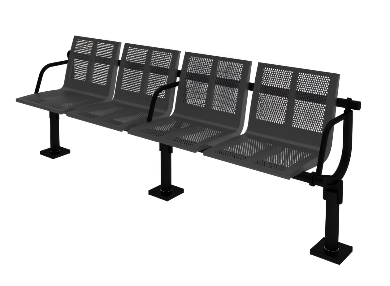 Quatro benk for venterom og stasjoner metallbenk med fire seter