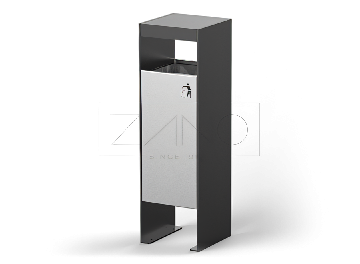 Elegant papirkurv laget av svart st&aring;l