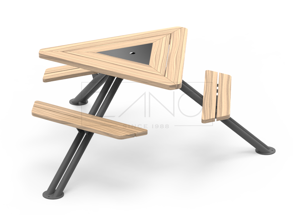 Mars-piknikbordet er et urbant møbel som kombinerer funksjonen til et tradisjonelt piknikbord med et moderne element i moderne byarkitektur.