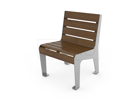 Myk stol laget av rustfritt stål og grantre