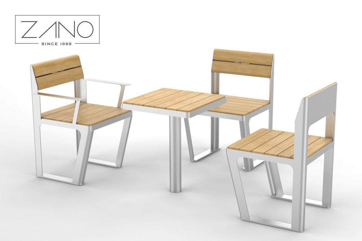 Lenestol pluss parkbord | Møbler av sypress i rustfritt stål og grantre