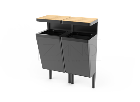 Scandik to-kammer gjenvinningsbeholder i svart stål