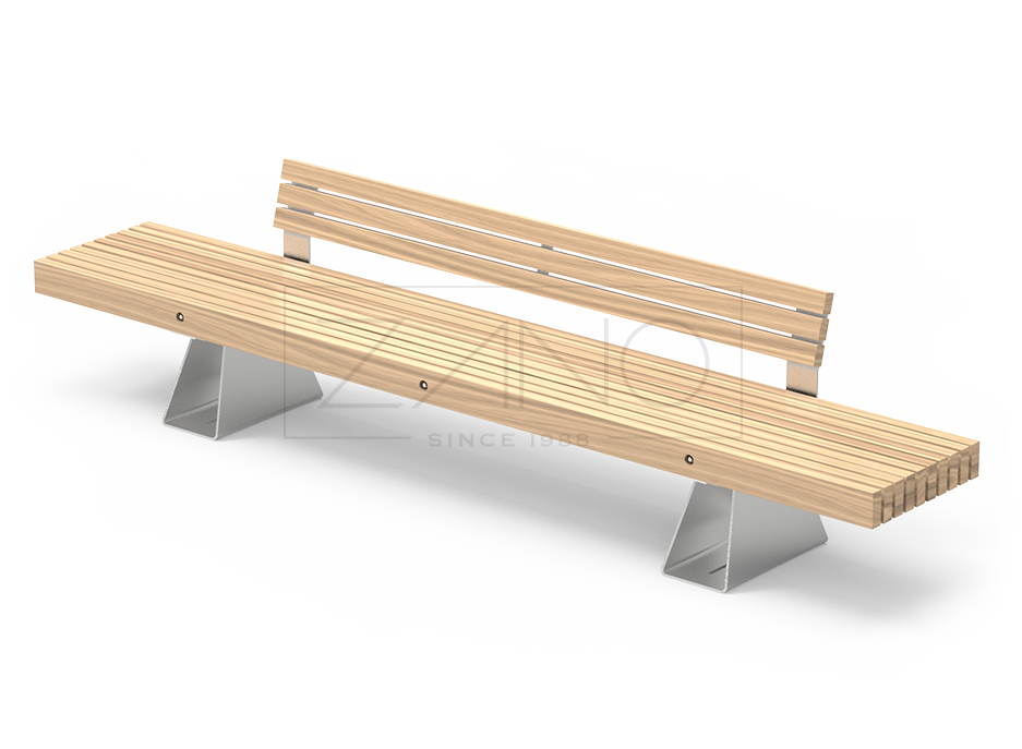 Travetto benk i rustfritt stål og tre uten armlener
